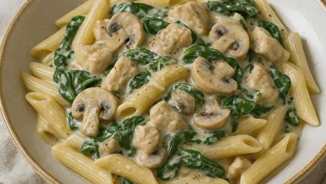 Penne z pieczarkami w sosie śmietanowym – prosty przepis na obiad Penne z pieczarkami w sosie śmietanowym – prosty przepis na obiad